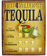 The Four Stages of Tequila Liquor Novelty Funny Sarcastic Metal Tin Sign - $13.12