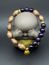 Handcrafted Natural Crystal Bracelet Agarwood and Amethyst - $17.13