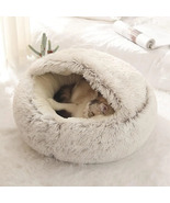 Soft Plush Round Cat Bed Pet Mattress Warm Comfortable Basket Cat Dog 2 ... - £23.94 GBP