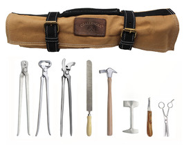 Horse Farrier Tool 8 Piece Shoe Hoof Grooming Tool Kit Carry Bag Brown 984140 - $118.79