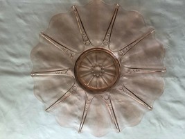 Pink Depression Glass Oyster &amp; Pearl Sandwich Plate 13 1/2&quot; wide Anchor Hocking - £23.97 GBP