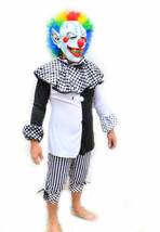 Mens Clown Costume For Halloween Party Black and White with Mask Curly Moe - $29.99