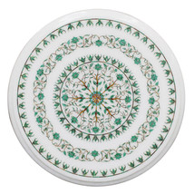 12&quot; Marble Kitchen Coffee Table Top Malachite Inlay Floral Arts Halloween Gift - £453.35 GBP