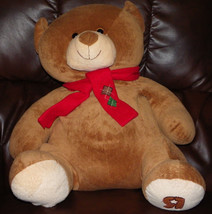 Jumbo Toys &quot;R&quot; Us 2011 Teddy Brown Bear Plush Stuffed Animal w/ Red Argy... - £19.90 GBP