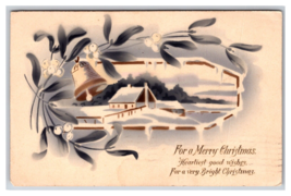 Merry Christmas Cabin Landscape Airbrushed DB Postcard R30 - $3.91