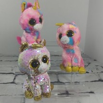 Beanie Boos Lot of 3 Unicorns Fantasia Plush Stuffed Animals - £13.99 GBP