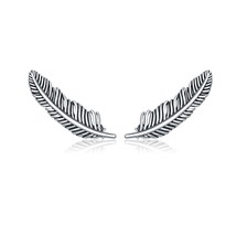 Phoenix Feather Women Earrings 925 Silver Retro Wings Feathers Women Stud Earrin - £17.41 GBP