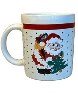 Coffee Mug Christmas Holiday Santa Clause Toy Bag Xmas Tree Vintage 8 oz... - $31.75 CAD