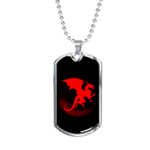 Dragon Black And Red Necklace Stainless Steel or 18k Gold Dog Tag 24&quot; Chain - £37.60 GBP+