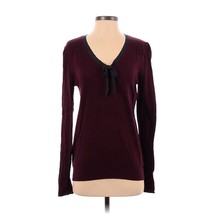 Ann Taylor Loft Maroon Tie Neck Long Sleeve Sweater Medium - £10.76 GBP