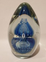 ROBERT EICKHOLT Art Glass Jellyfish Blue Paperweight Signed &amp; Dated 2008 - £138.48 GBP