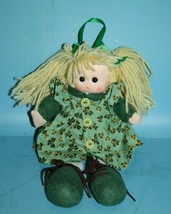 Irish St Patricks Day Rag Doll 11&quot; Shamrock Dress Plush Soft Toy Kiddiefun - £17.12 GBP