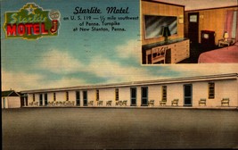STARLITE MOTEL -NEW STANTON PENNSYLVANIA - 1951 LINEN POSTCARD BK 67 - $3.96