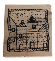 Magenta Rubber Stamp Houses in Square Real Estate Realtor Neighbor Card Making - $10.99