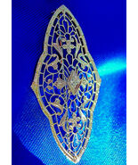 Earth mined Diamond Deco Filigree Brooch Gatsby era Antique Solid 14k Wh... - $1,325.25