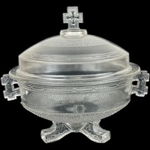 1880 EAPG Pattern Glass LaBelle Queen Anne Covered Bowl Low Compote Three Footed - £22.06 GBP