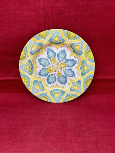 Laurie Gates Moroccan Floral Melamine Boho Moroccan 8.75" Salad Plate Yellow Blu