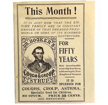 Dr Hooker&#39;s Cough Croup Syrup Medicine 1894 Advertisement Victorian ADBN1hh - $19.99