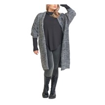 Black Tape Womens Duster Long Cardigan Sweater Open Front Heathered Gray 1X - $30.95