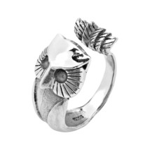 Mystic Owl Open Wrap Sterling Silver Ring-8 - £17.48 GBP
