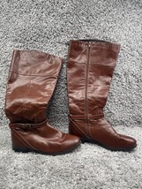 Circo W Womens Riding Boots Brown Size 9.5W Mid Calf Man Made Materials Side Zip - £31.07 GBP