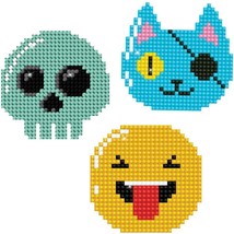DIY Diamond Dotz Look Skull Cat Emoji Dotzies Sticker Facet Art Bead Cra... - £14.29 GBP