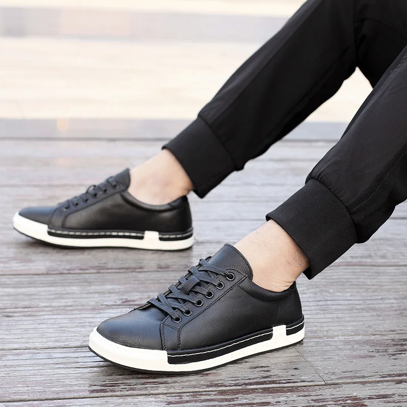 Fashion Sneakers Men Shoes Soft Leather Mens Casual Shoes Flat Male Foot... - $49.66