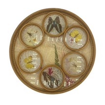 Pressed Butterfly Bamboo Coasters with Serving Tray 1970 s Retro MCM 7 Pc Vntage - £21.67 GBP