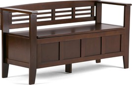 Simplihome Adams Solid Wood 48 Inch Wide Entryway Storage Bench With Safety - £152.26 GBP