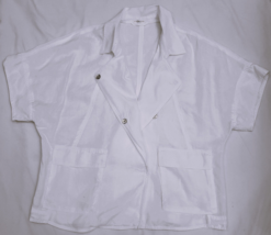 Eileen Fisher 100% Organic Linen Double Breasted Jacket Sz.M White - £39.07 GBP