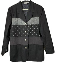 Newport News Womens Blazer Sz 12 Black With Patterns Linen Blend Vintage... - $42.37