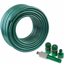 MAXPERKX 15m Garden Hose Pipe - PVC Watering Hosepipe Reel with Spray Nozzle and - £10.34 GBP