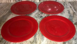 4 Royal Norfolk Red 10 1/2”Dinner Plates Christmas Holiday Valentines Da... - $59.28