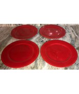 4 Royal Norfolk Red 10 1/2”Dinner Plates Christmas Holiday Valentines Da... - $59.28