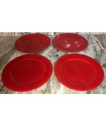 4 Royal Norfolk Red 10 1/2”Dinner Plates Christmas Holiday Valentines Da... - £46.97 GBP