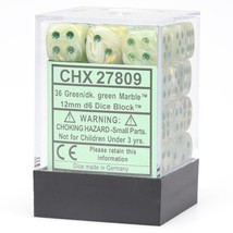 Chessex Manufacturing d6 Cube 12mm Marble Green with Dark Green (36) - $16.16