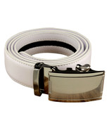 Mens White Golf Leather No Hole One Belt Steel Buckle Ratchet Custom For... - $25.75 CAD