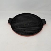 Le Creuset #32 Grill Griddle Pan Bistro Round Pizza France 12.5&quot; Red Enamel - £43.89 GBP