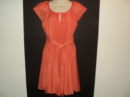 NEW York &amp; Company Dress Size S Orange Pleated Knee Length Small - £25.48 GBP