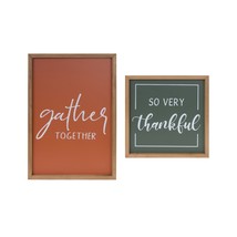 Gather and Thankful Sign (Set of 2) 12&quot;SQ, 12&quot;L x 18&quot;H Wood/MDF - £41.80 GBP