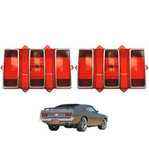 69 Ford Mustang Rear Tail Turn Signal Light Lamp Lenses w/ Stainless Trim Pair - £54.35 GBP