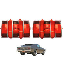 69 Ford Mustang Rear Tail Turn Signal Light Lamp Lenses w/ Stainless Trim Pair - £51.40 GBP