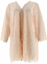 Isaac Mizrahi Live! Open Front 3/4 Sleeve Lace Kimono Rose Pink Small - £7.46 GBP