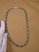 (v486-B) 18&quot; Black Hematite Iron oxide cylinder beaded Gem bead Necklace... - $330.85 MXN