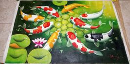 Colorful Koi in a Magical Pond Painting - £213.96 GBP