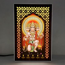 Pankhmukhi Hanuman Ji Photo Frame With Light wall decor mandir pooja temple - £24.82 GBP