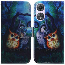 For OPPO A58 4G Coloured Drawing Flip Leather Phone Case(Oil Painting Owl) - £3.94 GBP