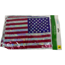 American Patriotic Metallic Flag Banner 12 Ft. Plastic Red White Blue New - £7.52 GBP