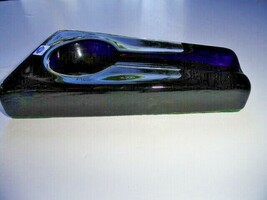 Comoy's  of London Heavy Blue Glass  Ashtray  Made in Italy  8 3/8 " L x 5 " image 4