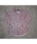 Polo Ralph Lauren Shirt Men Large Red White Blue Striped Red Small Pony ... - £19.10 GBP